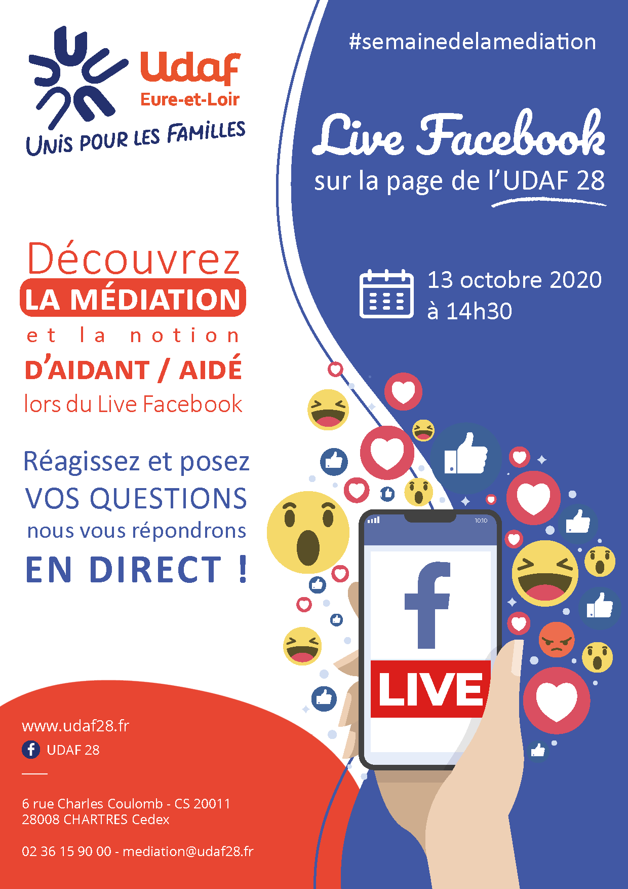 Retrouvez les médiatrices familiales de l'UDAF d'Eure et Loir en direct LIVE sur Facebook