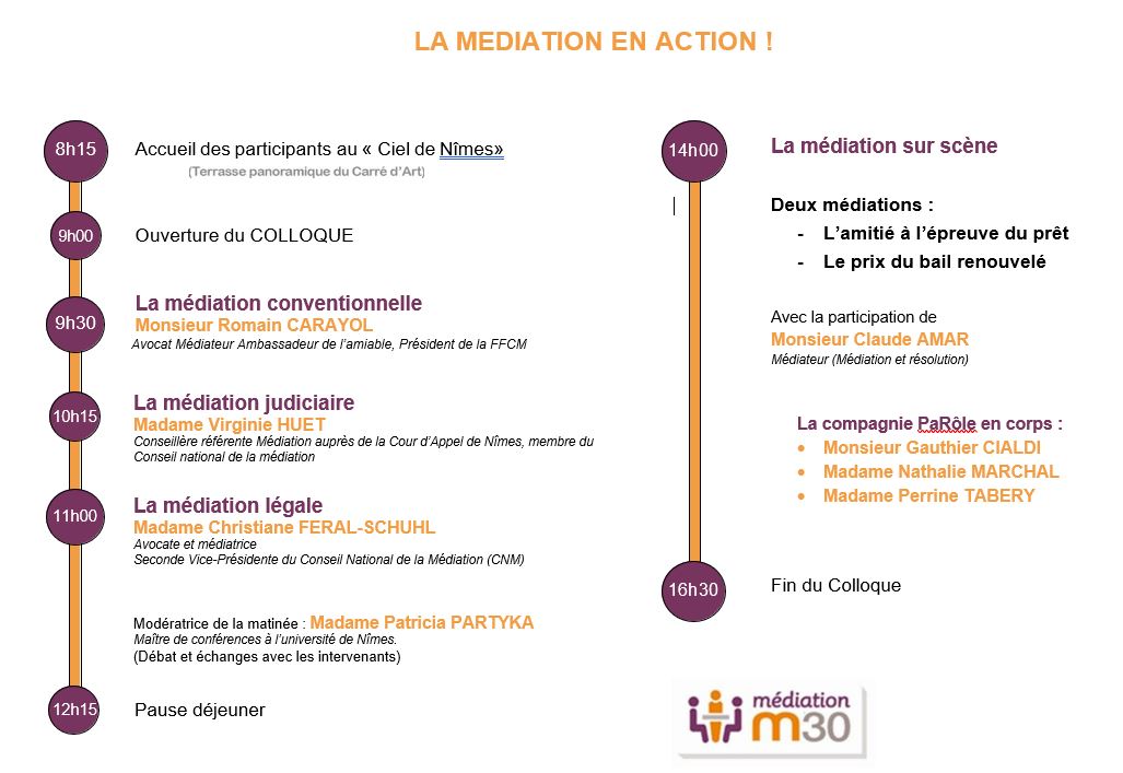 Programme du colloque de Nimes - La médiation en action